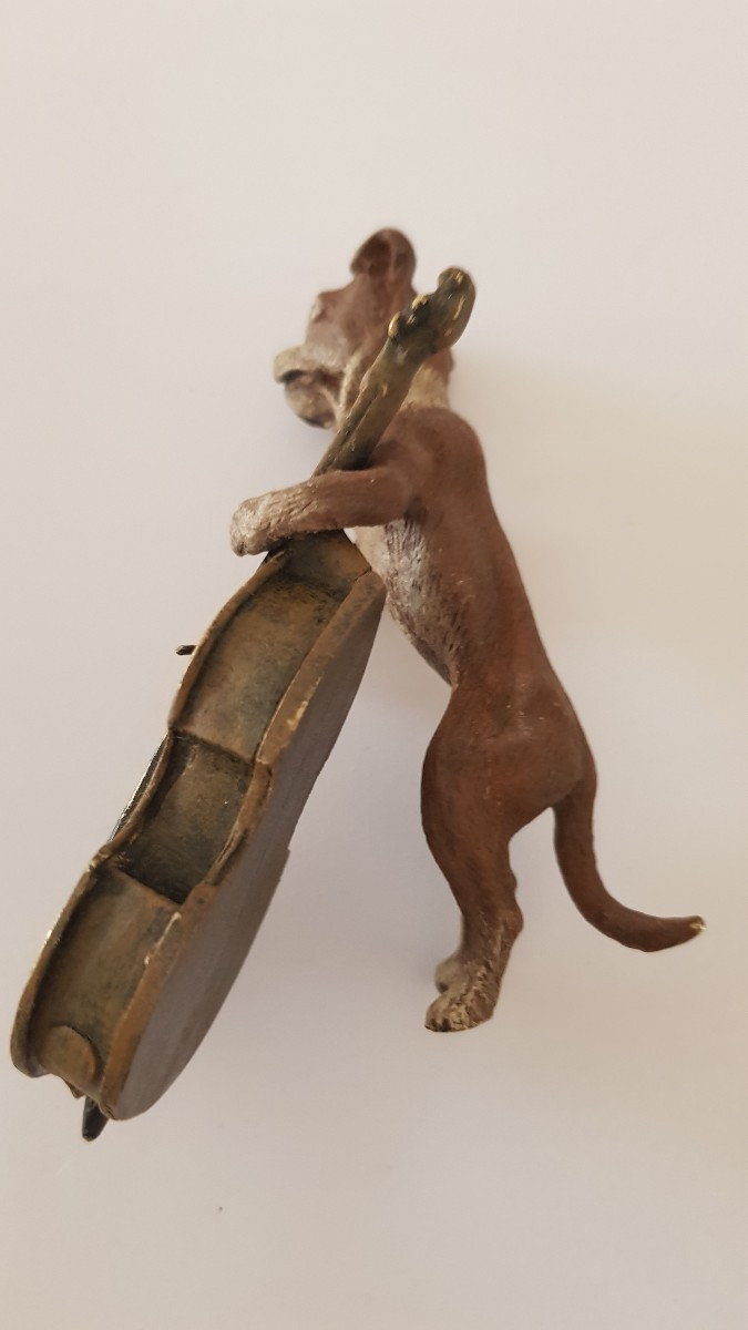 Bronze De Vienne: Chien Musicien-photo-4