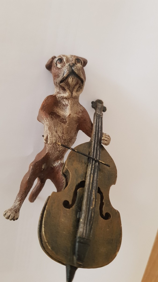 Bronze De Vienne: Chien Musicien-photo-1