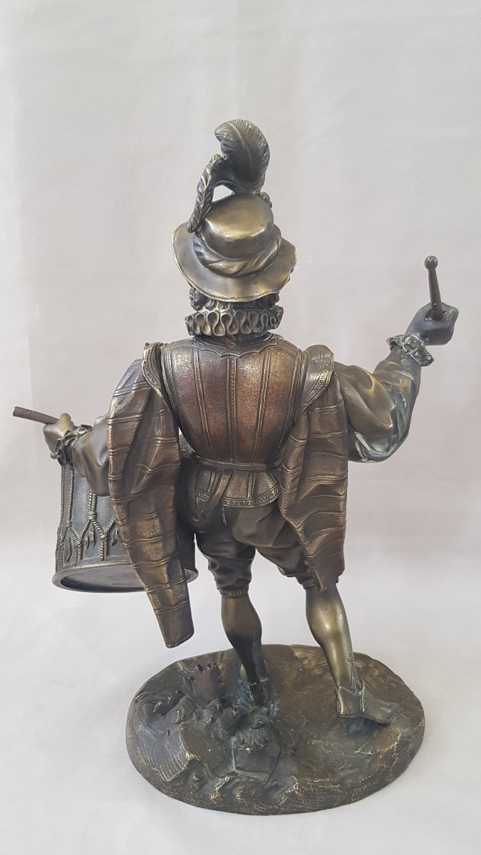 Bronze "drum Player" 19th Century-photo-2