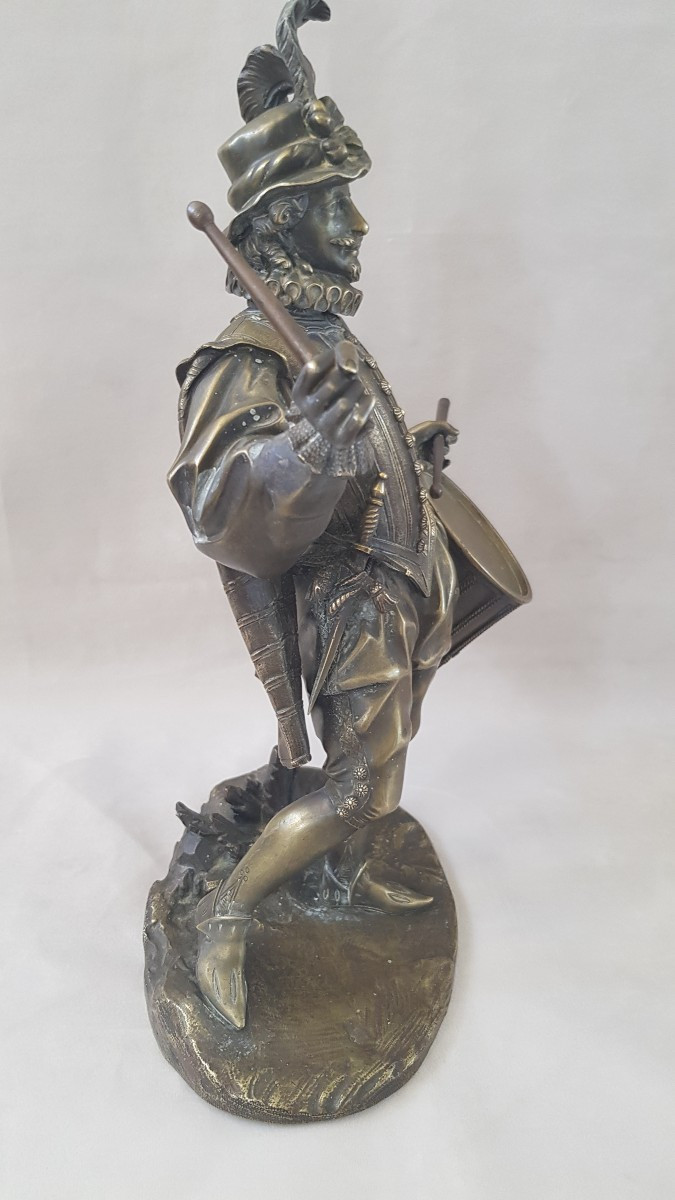 Bronze "drum Player" 19th Century-photo-3