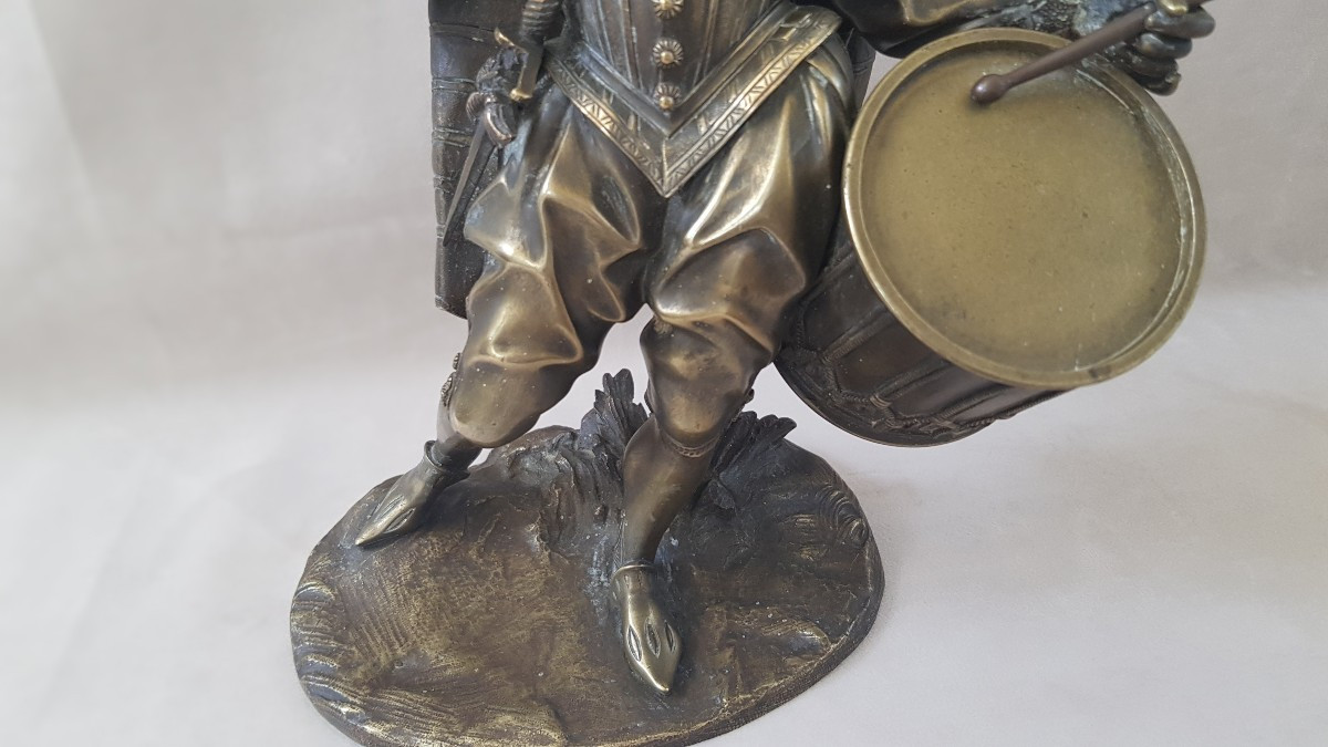 Bronze "drum Player" 19th Century-photo-1