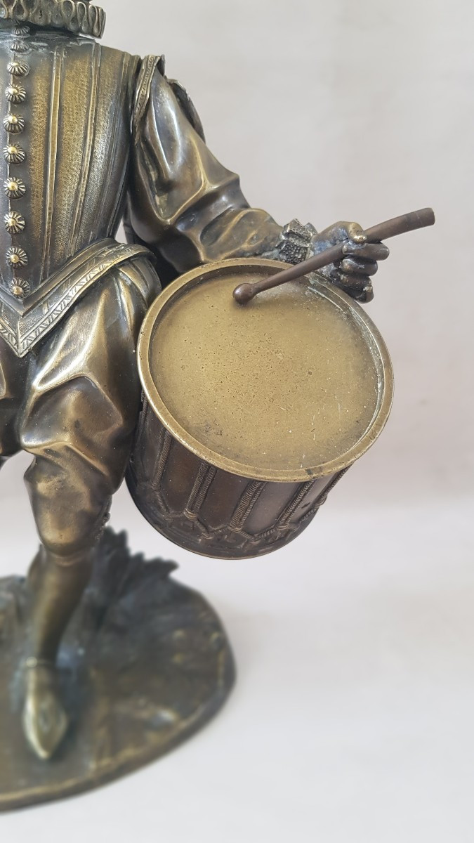 Bronze "drum Player" 19th Century-photo-2