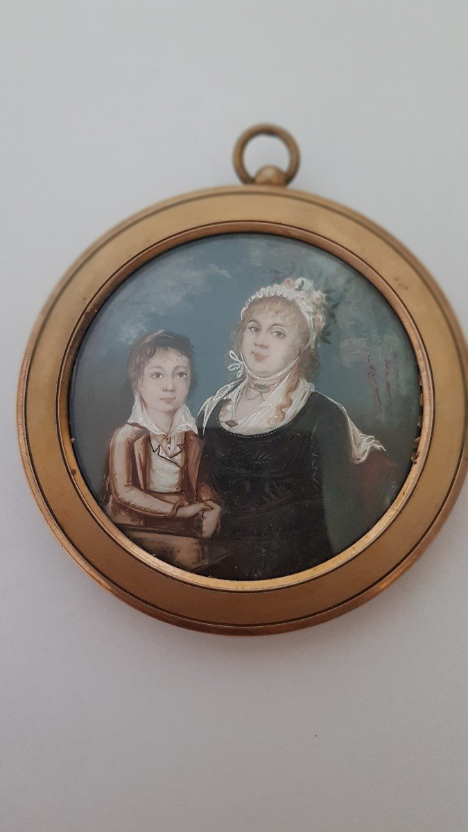 Miniature Fin 18ème: Mère Et Fils