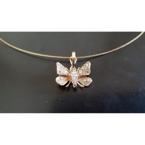 Pendentif Papillon Or-diamants