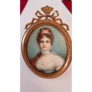 Miniature Portrait Young Woman Early 19th