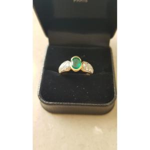 Gold-emerald-diamond Ring