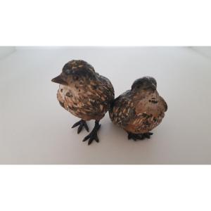 19th Century Vienna Bronze: Pair Of Quails