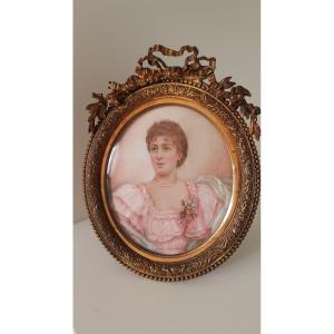 Miniature  Napoléonlll: Portrait Jeune Femme