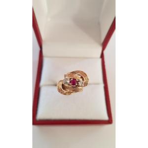 Bague Or-rubis-diamants