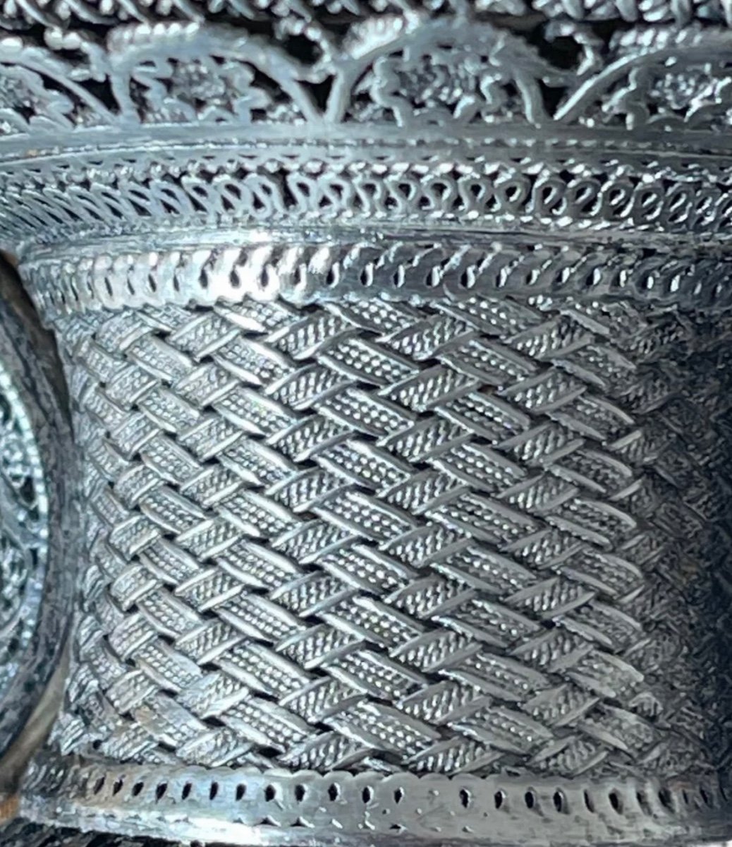 Vase In Sterling Silver Russian Art 23cm 43gr Dentalle-photo-7