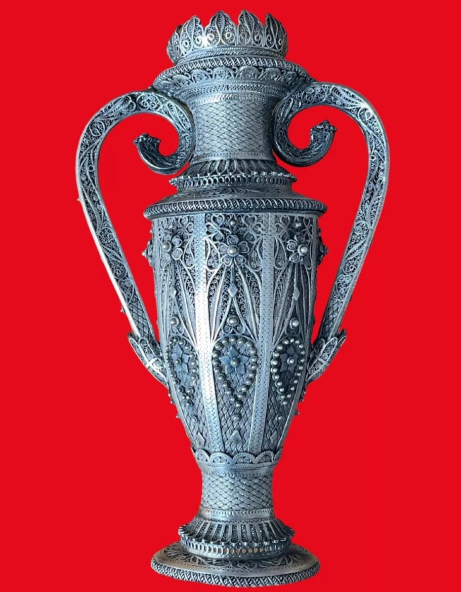 Vase In Sterling Silver Russian Art 23cm 43gr Dentalle