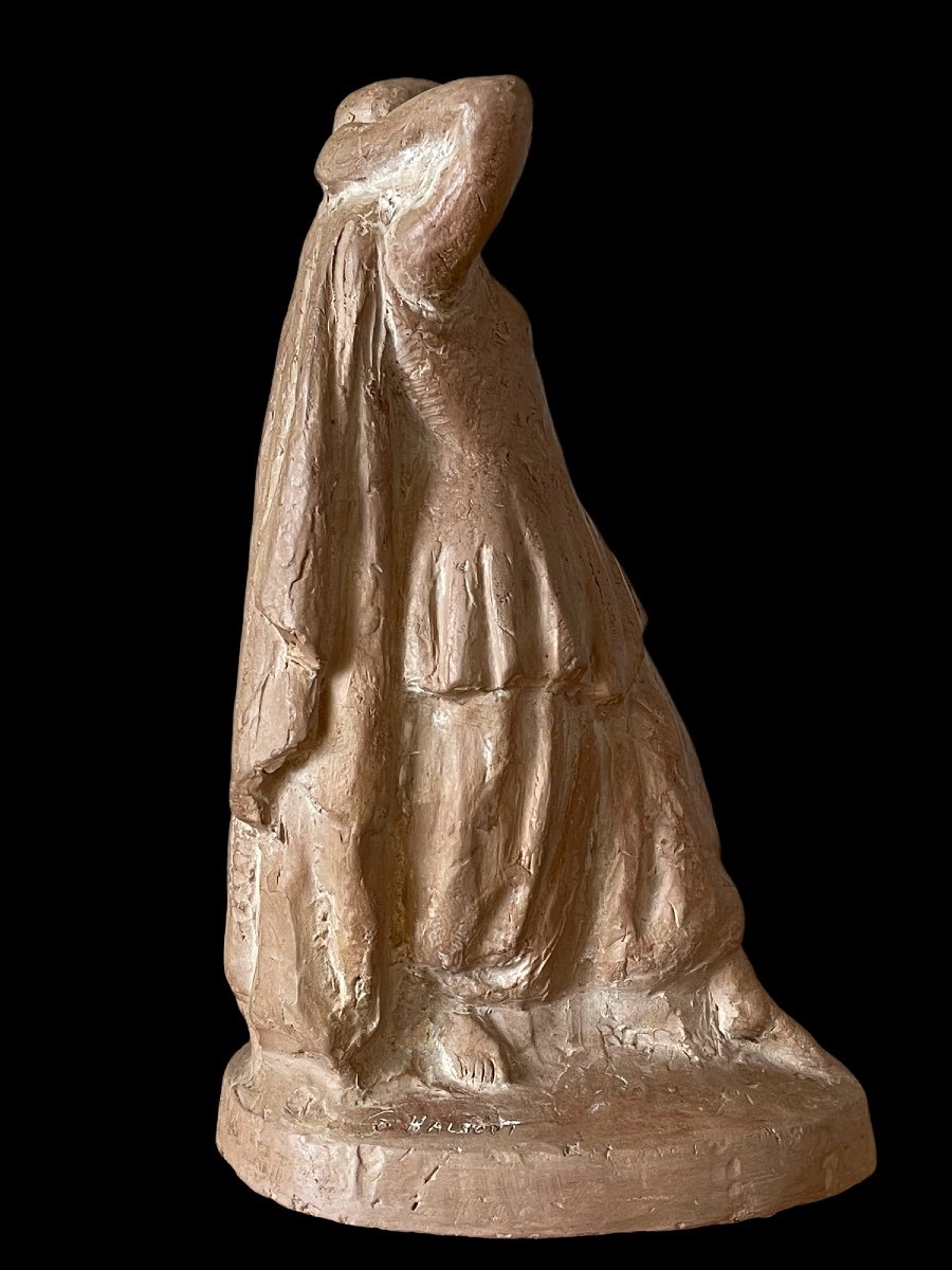 (1895-1986) Georges Halbout Du Tanney Sculpture Of An Algerian Woman Orientalist Terracotta-photo-1