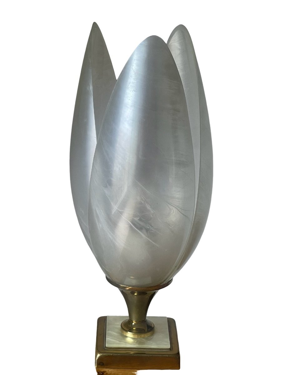 Lampe Design Tulipe à Poser En Perspex Attribué à La Maison Rougier -photo-6