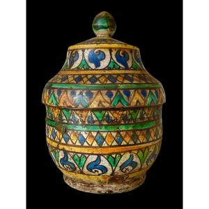 Beurrier Pot à Beurre Jobbana Maroc Berbère Kabyle XVIII Faïence Mille Patte Fès 