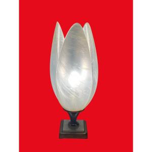 Designer Tulip Table Lamp In Perspex Attributed To Maison Rougier 