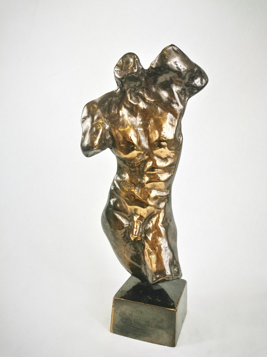 Sculpture En Bronze Torse Masculin Signé Lohé  1960