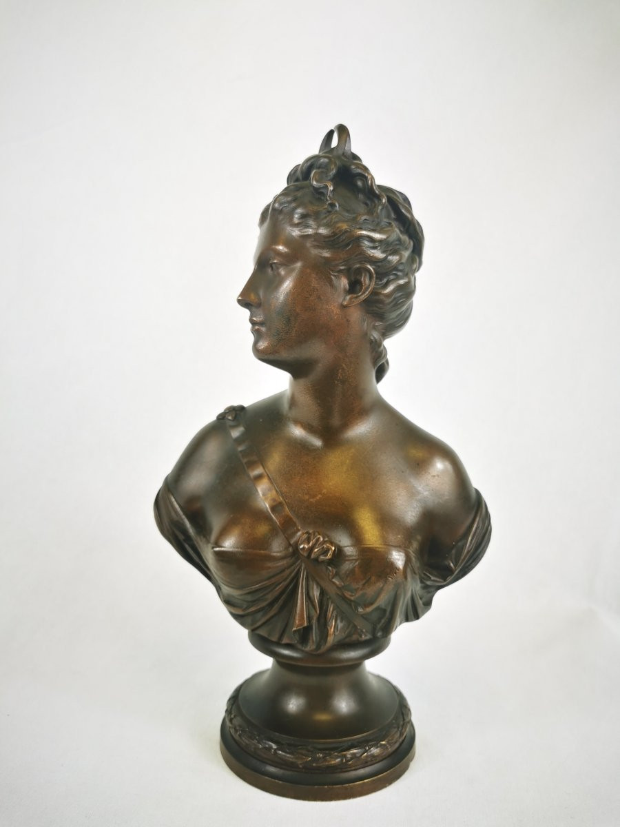 Bronze Sculpture "diana The Huntress" Houdon Foundry Susse Frères Early 20th Century -photo-2