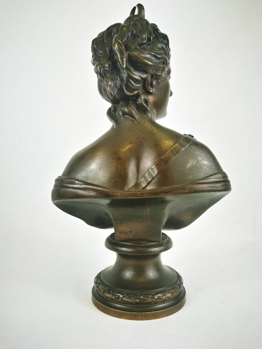 Bronze Sculpture "diana The Huntress" Houdon Foundry Susse Frères Early 20th Century -photo-4