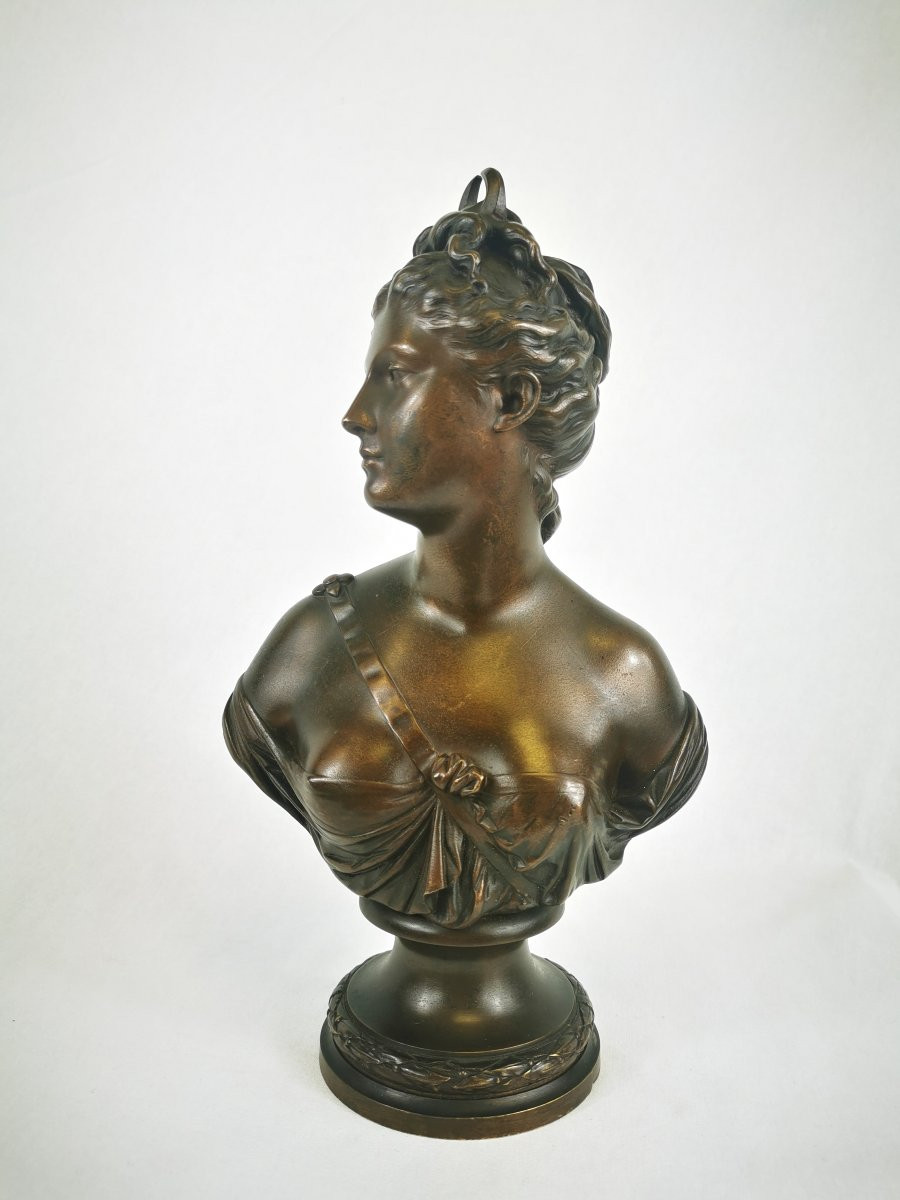 Bronze Sculpture "diana The Huntress" Houdon Foundry Susse Frères Early 20th Century -photo-1