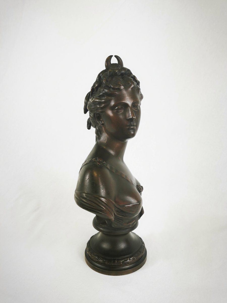 Bronze Sculpture "diana The Huntress" Houdon Foundry Susse Frères Early 20th Century -photo-3