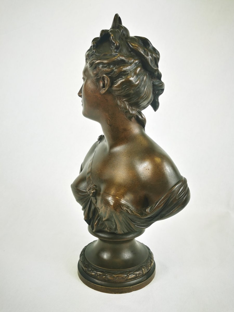 Bronze Sculpture "diana The Huntress" Houdon Foundry Susse Frères Early 20th Century -photo-7