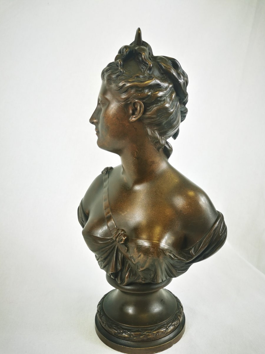 Bronze Sculpture "diana The Huntress" Houdon Foundry Susse Frères Early 20th Century -photo-8