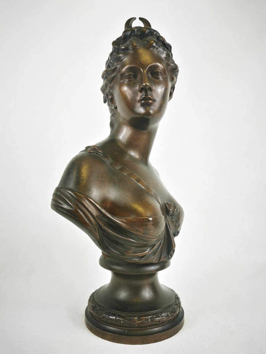 Bronze Sculpture "diana The Huntress" Houdon Foundry Susse Frères Early 20th Century 