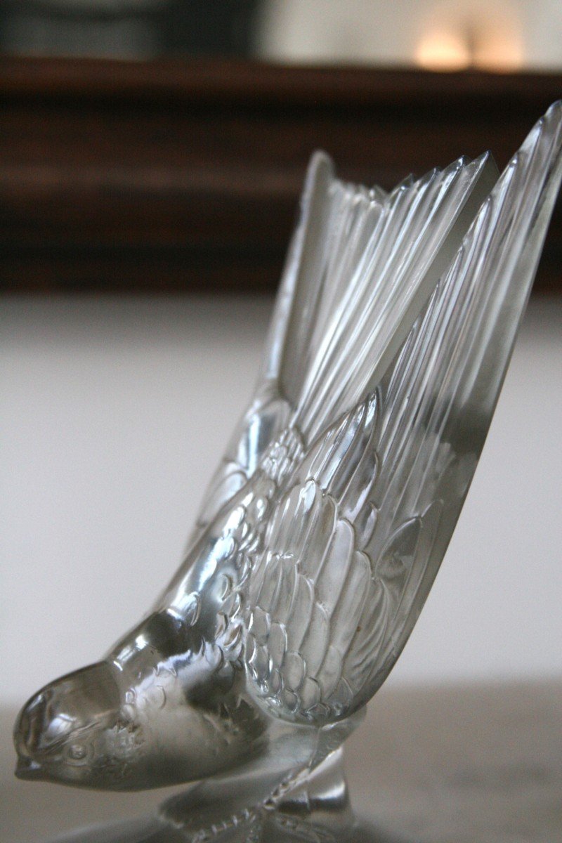 Lalique "shirondelles" Pair Of Vintage Crystal Bookends.-photo-2