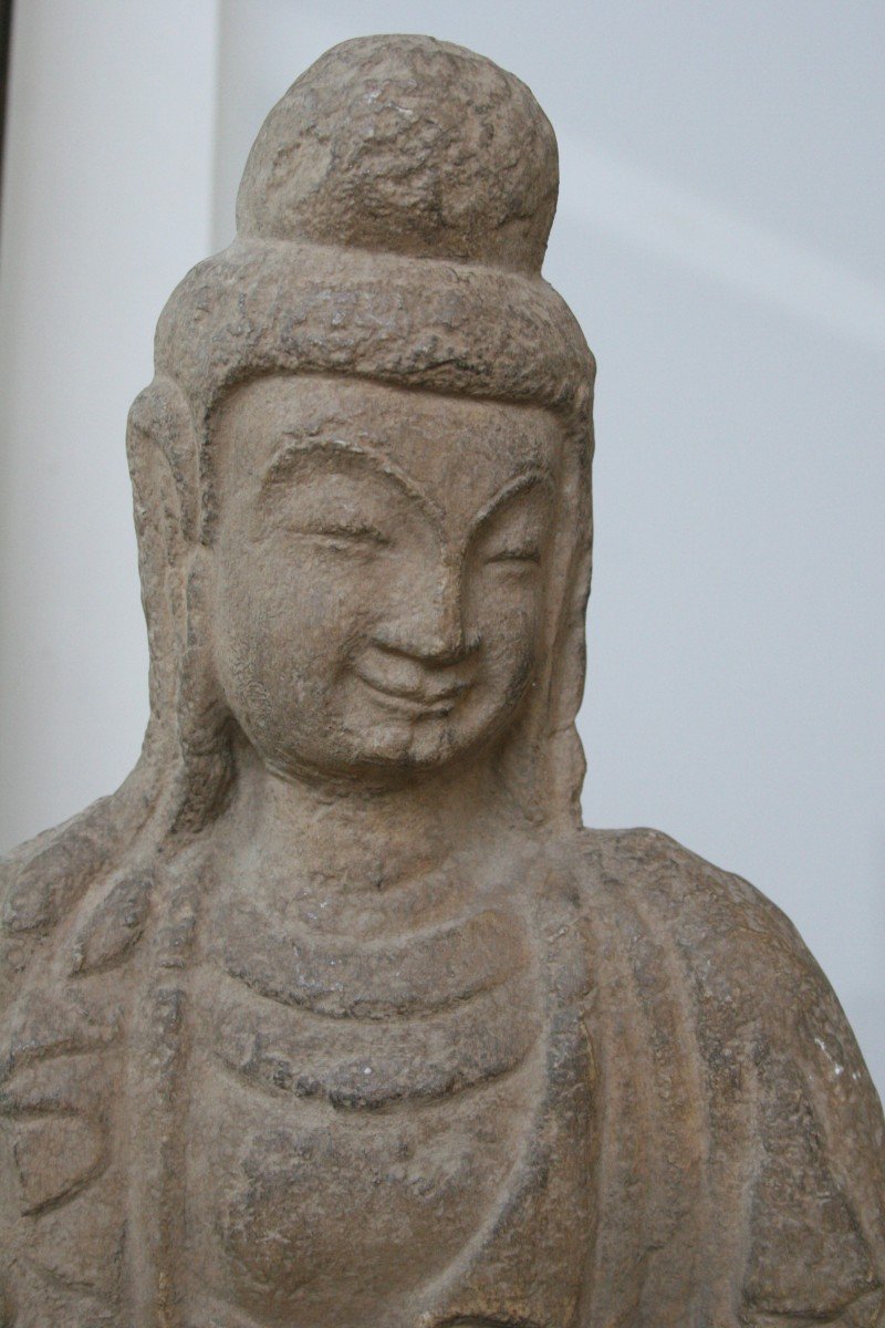 Bodhisattva,  Playing The Zither (guqin), Cast,  After A  Sculpture In The Guimet Museum, Paris-photo-2