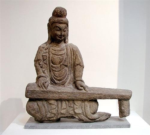 Bodhisattva,  Playing The Zither (guqin), Cast,  After A  Sculpture In The Guimet Museum, Paris-photo-5