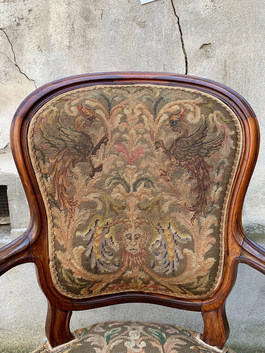 Pair Of Louis XV / Louis XVI Cabriolet Armchairs à La Reine - Late 18th Century-photo-2