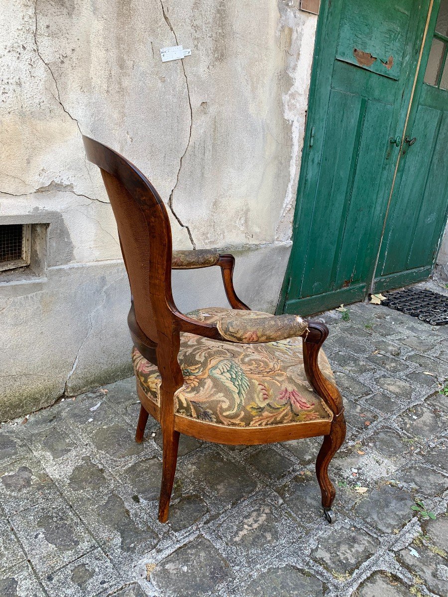 Pair Of Louis XV / Louis XVI Cabriolet Armchairs à La Reine - Late 18th Century-photo-3