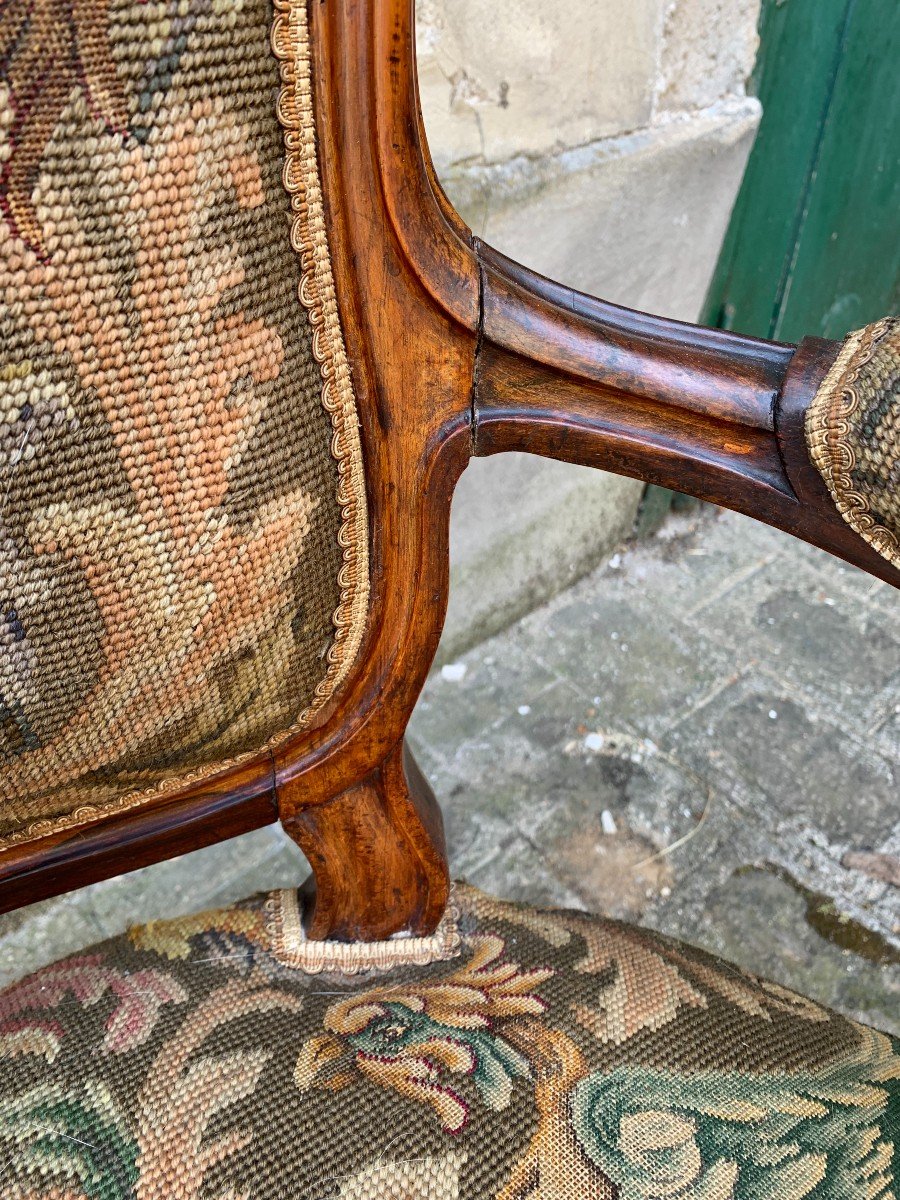 Pair Of Louis XV / Louis XVI Cabriolet Armchairs à La Reine - Late 18th Century-photo-2