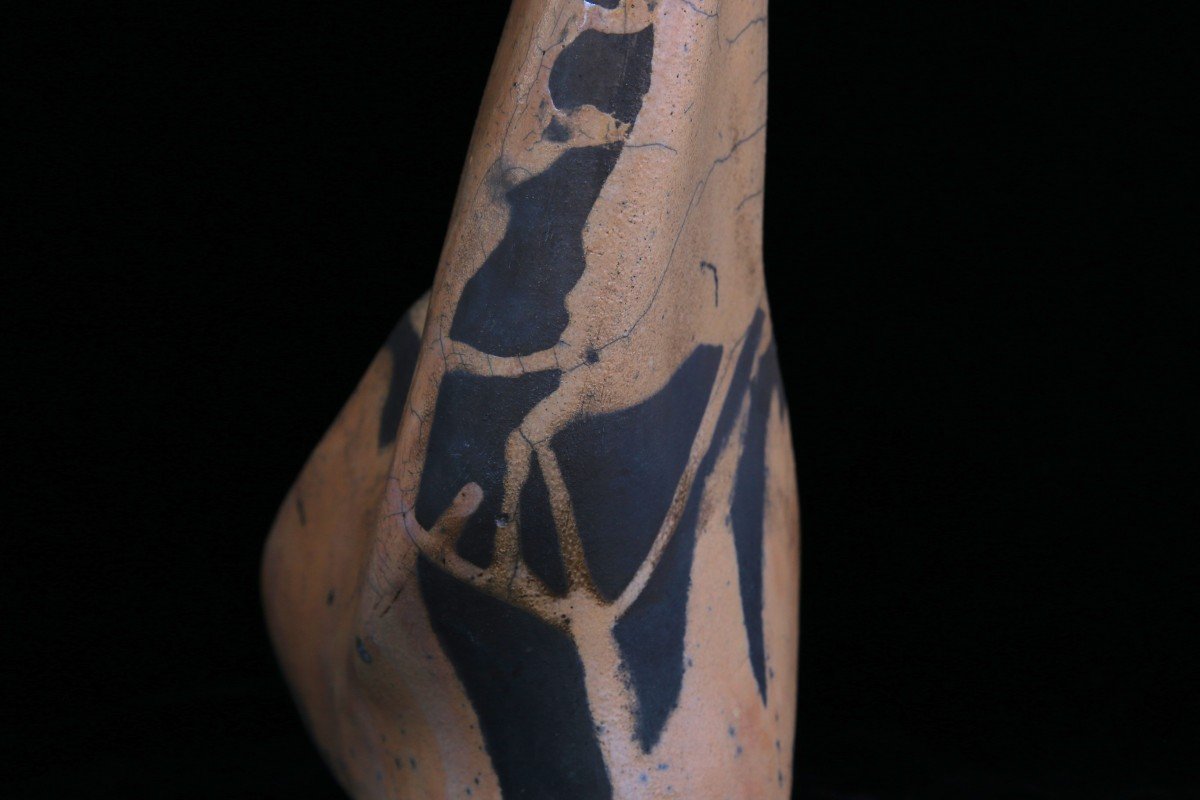  Biomorphic Abstract Ceramic Sculpture, Raku Stoneware, Belgium, 20th Century-photo-2