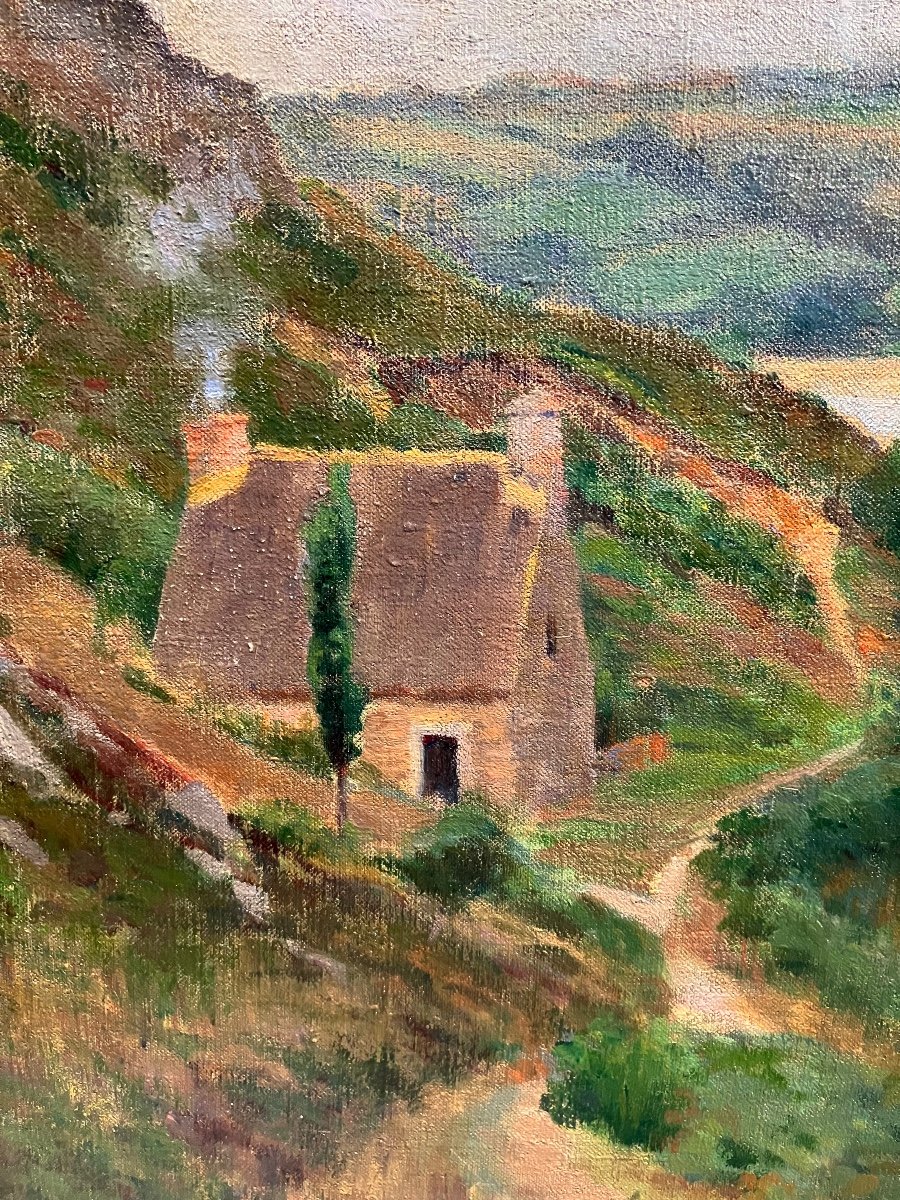 Tableau Ferdinand Deconchy (1859-1946) Paysage De Bretagne-photo-2