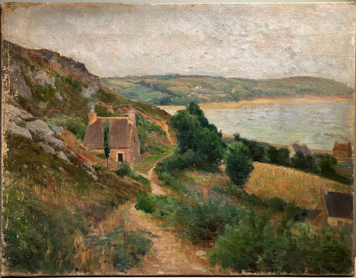 Tableau Ferdinand Deconchy (1859-1946) Paysage De Bretagne