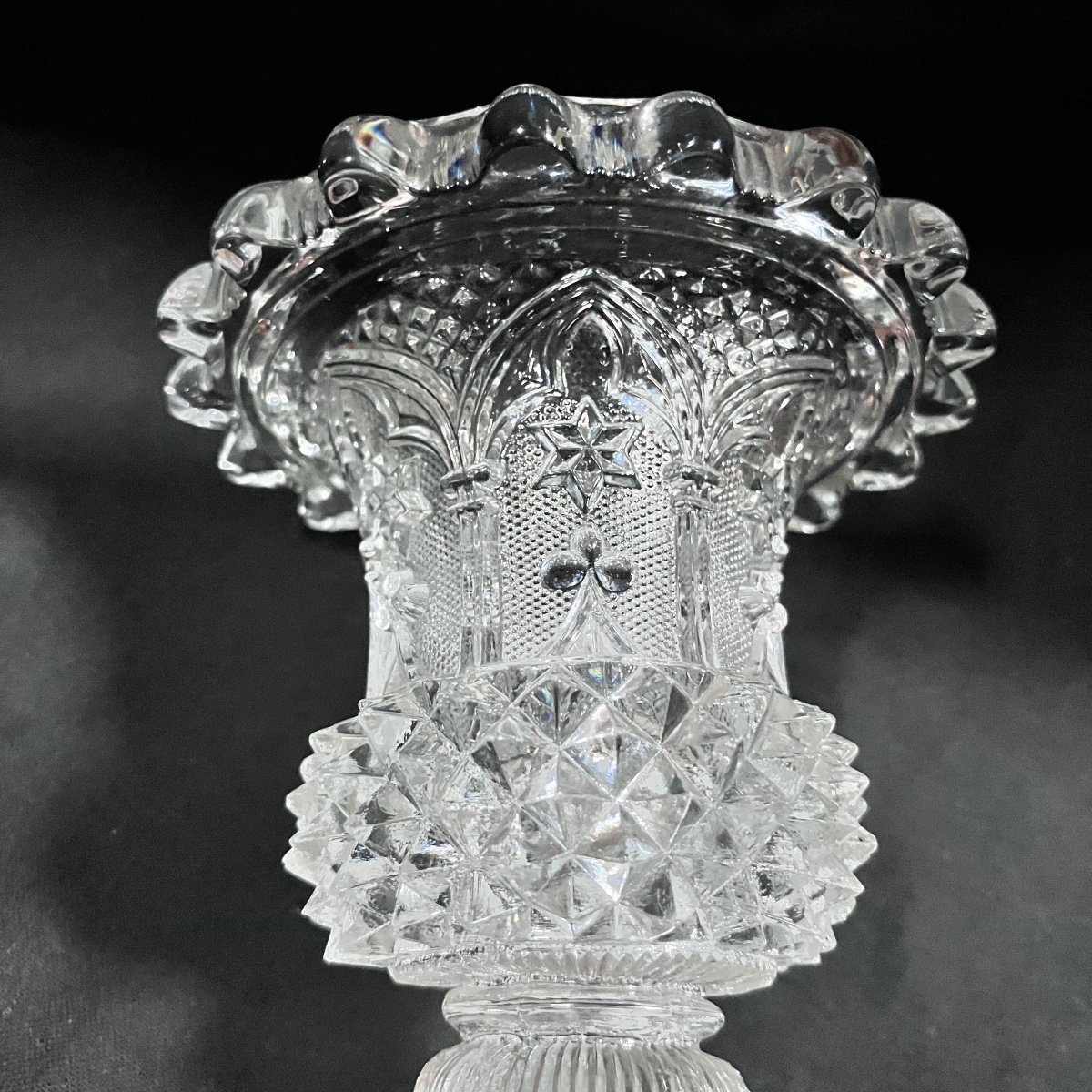 Small Baccarat Crystal Vase Charles X Troubadour Style-photo-3