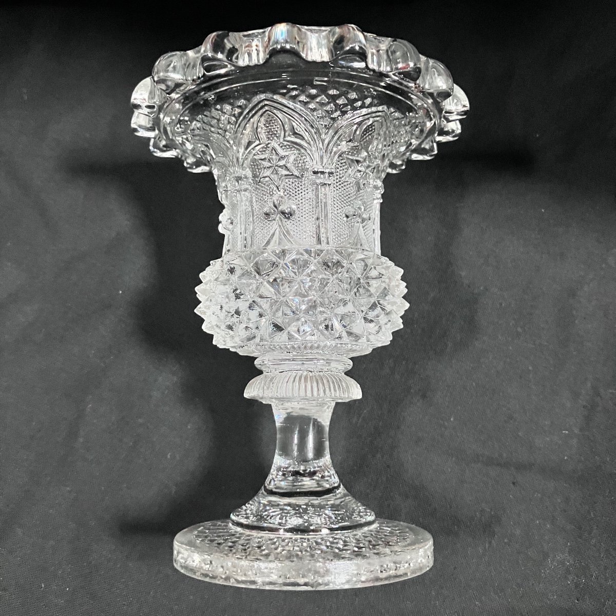 Small Baccarat Crystal Vase Charles X Troubadour Style-photo-1