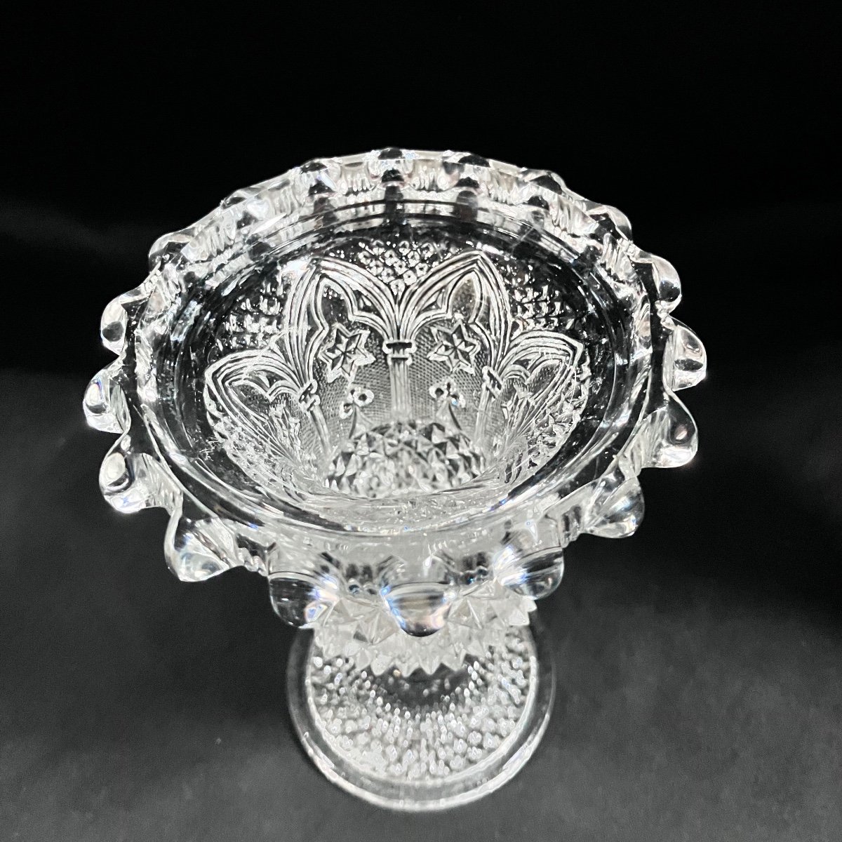 Small Baccarat Crystal Vase Charles X Troubadour Style-photo-3