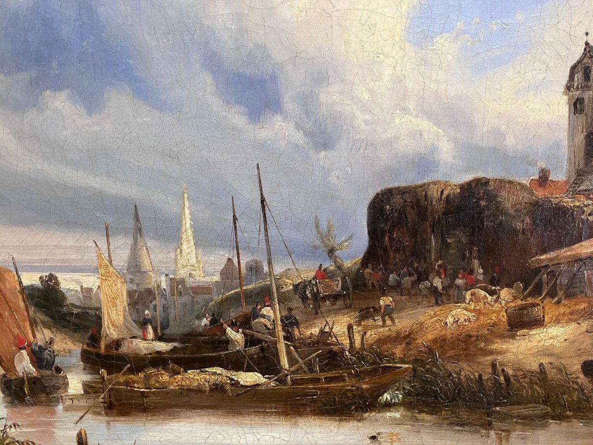 Tableau Charles Mozin (1806-1862) Paysage Normand-photo-2