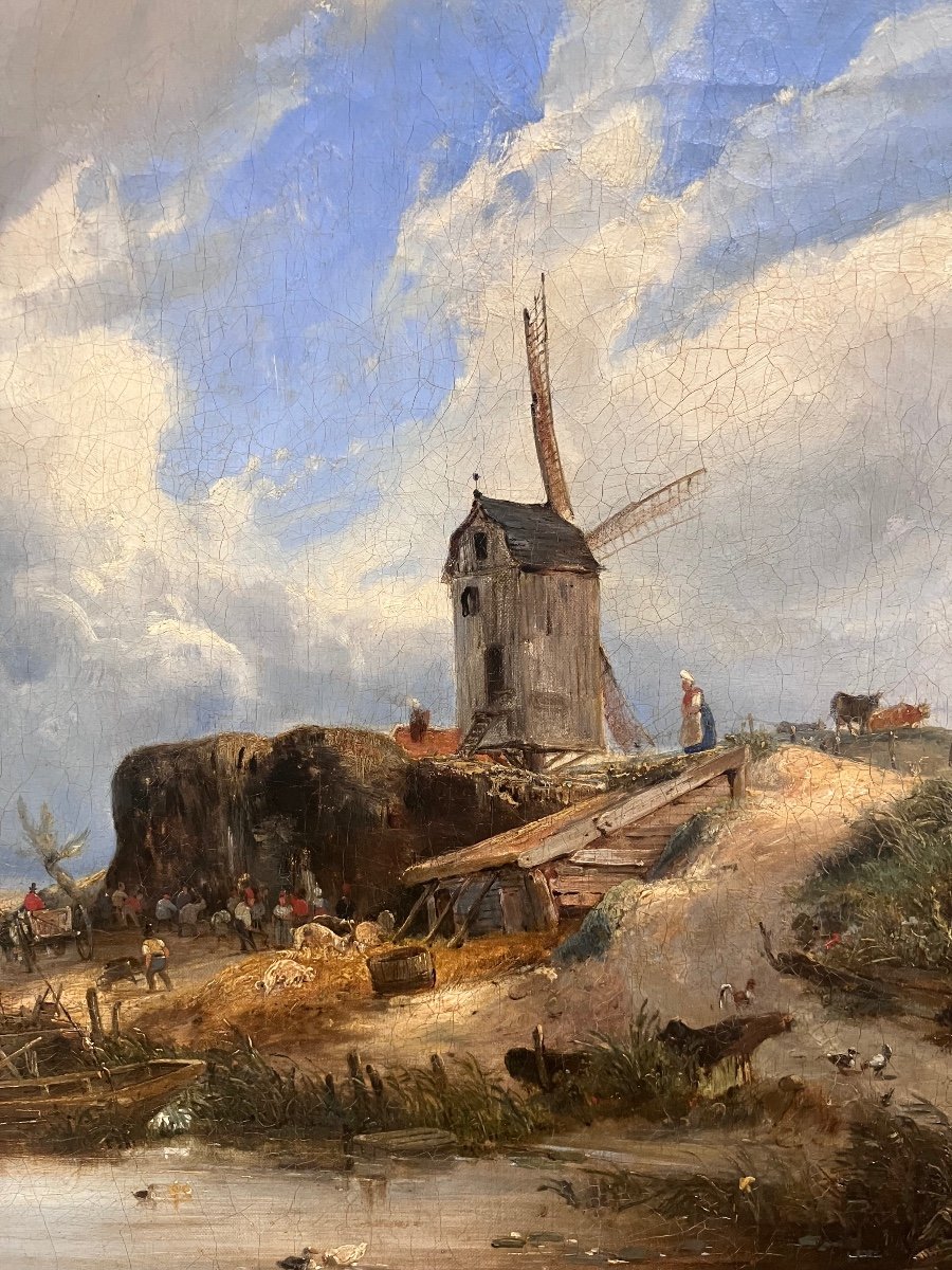 Tableau Charles Mozin (1806-1862) Paysage Normand-photo-3