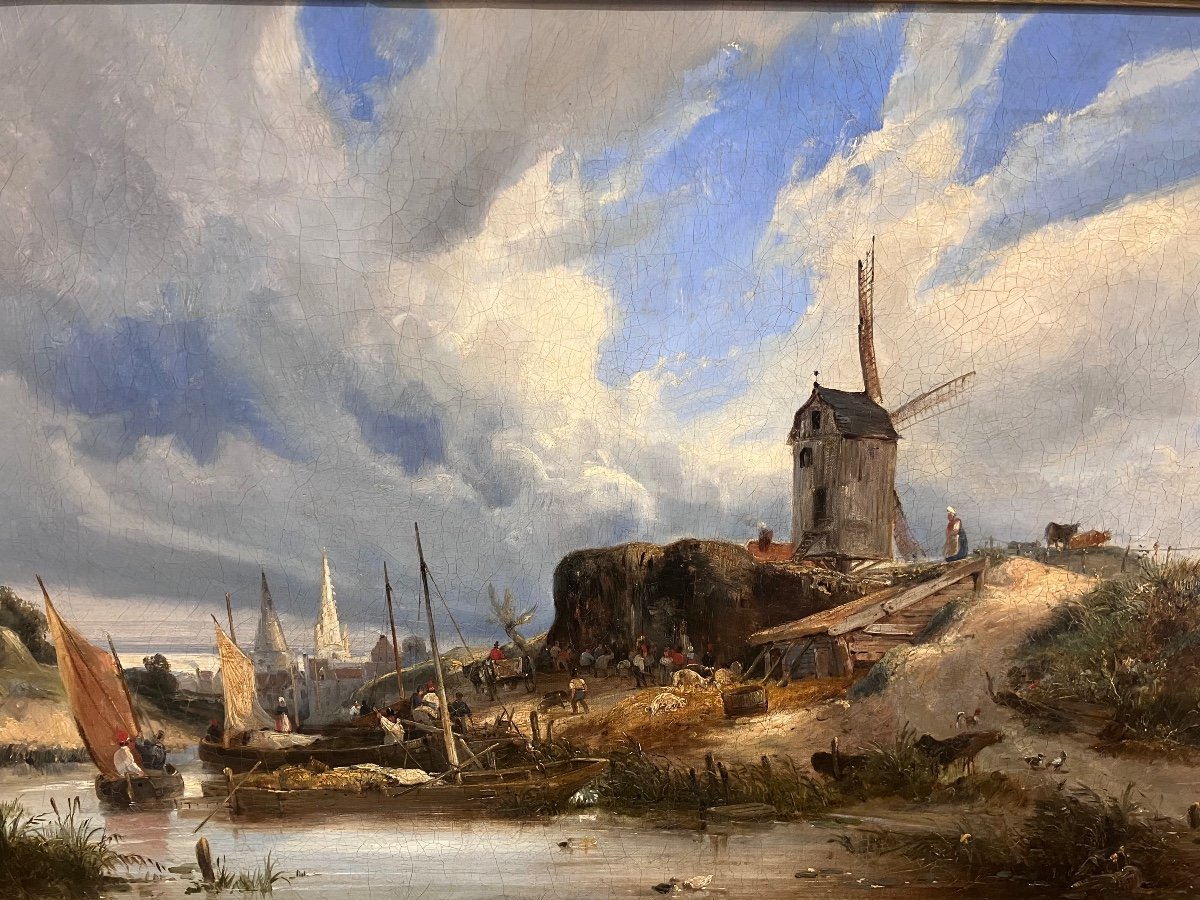 Tableau Charles Mozin (1806-1862) Paysage Normand-photo-6