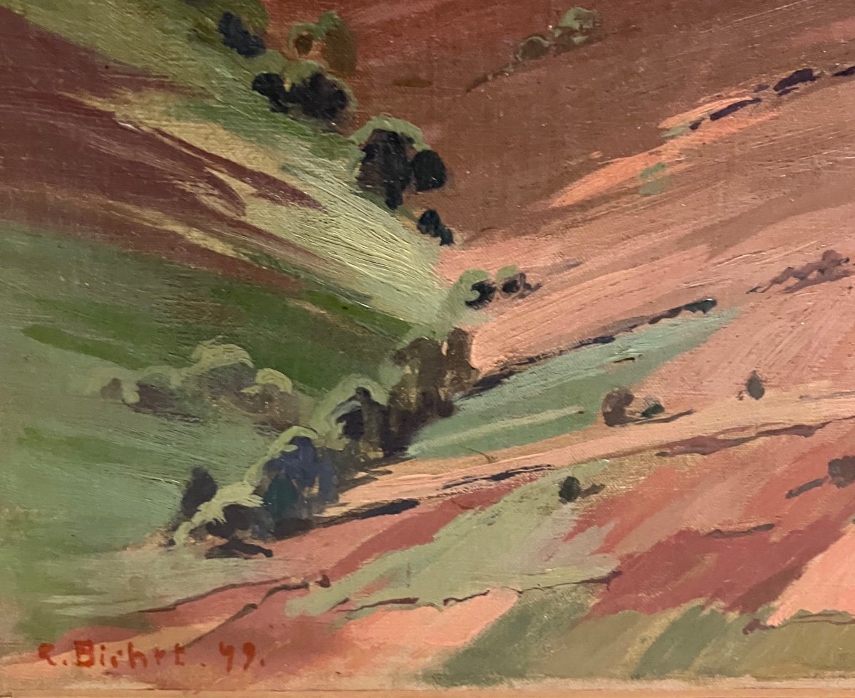 Jura Landscape Painting By Pierre Bichet (1922-2008)-photo-2