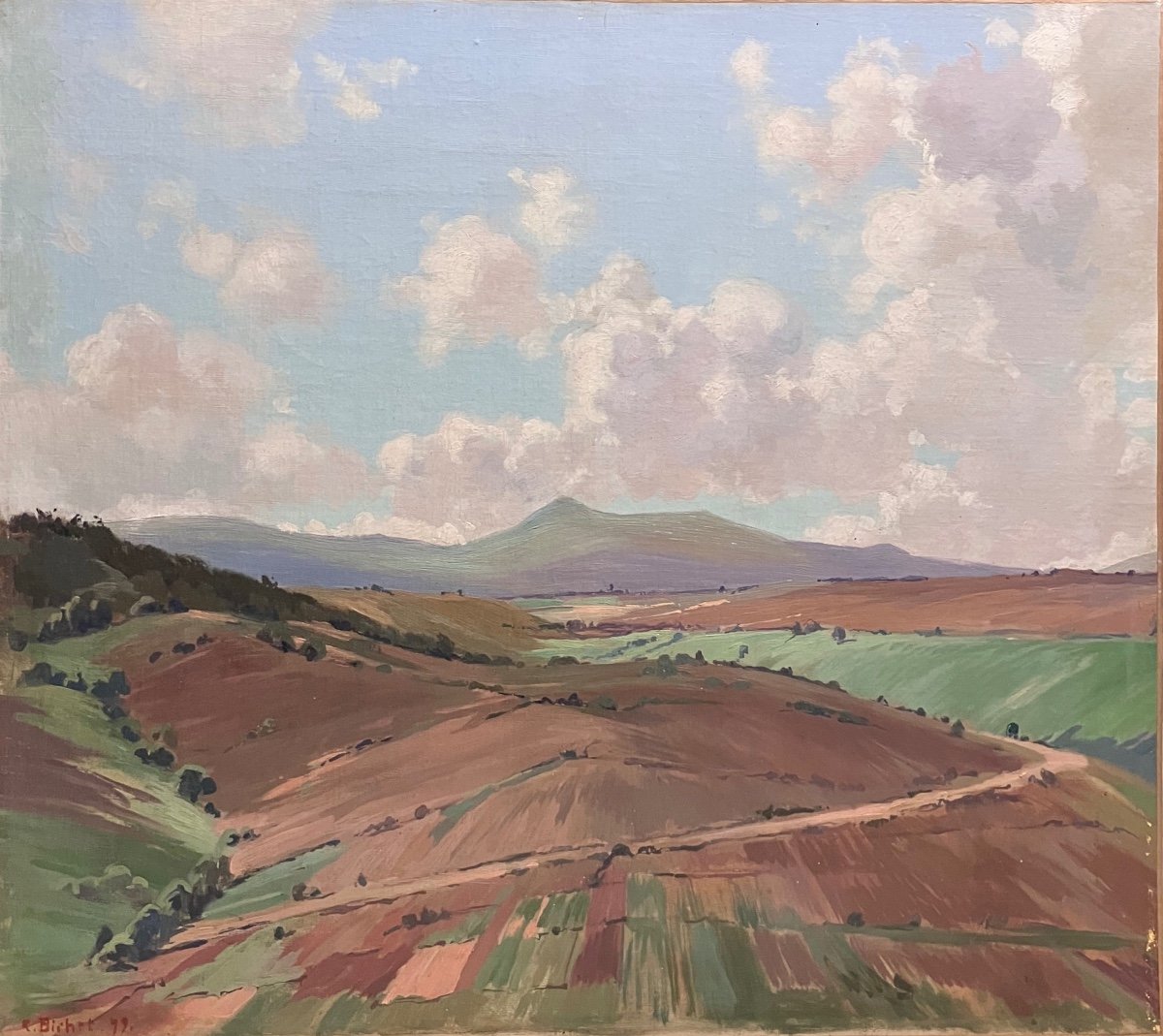 Jura Landscape Painting By Pierre Bichet (1922-2008)-photo-1