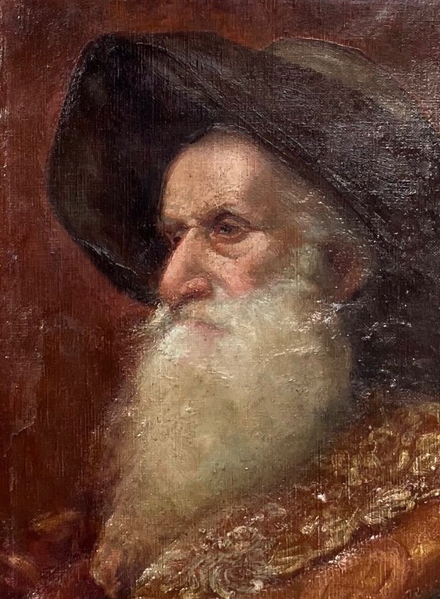 Painting Portrait Of An Old Man, Early 19th Century-photo-1