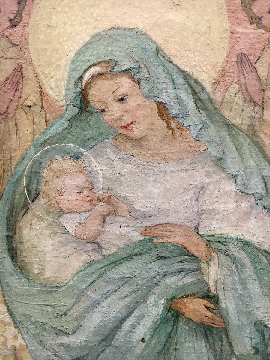 Vierge à l'Enfant Par Louise Cottin (1907-1974) Prix De Rome-photo-4