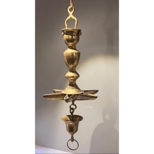 Chandelier Oil Lamp, High Period Bronze 