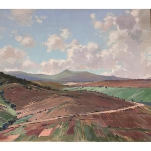 Jura Landscape Painting By Pierre Bichet (1922-2008)