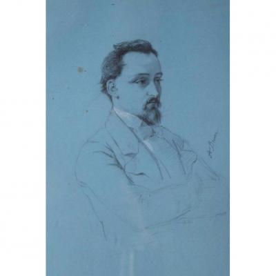 Drawing Portrait Young Man Adolphe Brune Romantic Age