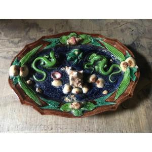 Barbotine Style Bernard Palissy Dish